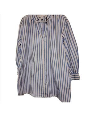 Nordstrom Blue White Cotton Tunic Dress Long Sleeve Small